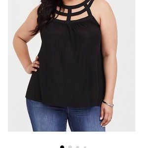 Torrid Black Crepe Straps Swingy Tank